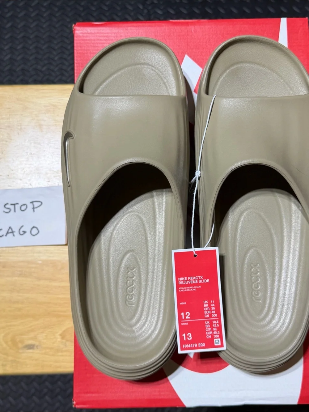 Nike ReactX Rejuven8 Slides Khaki Beige Sandals HV4479-200 Mens Size 12 NEW